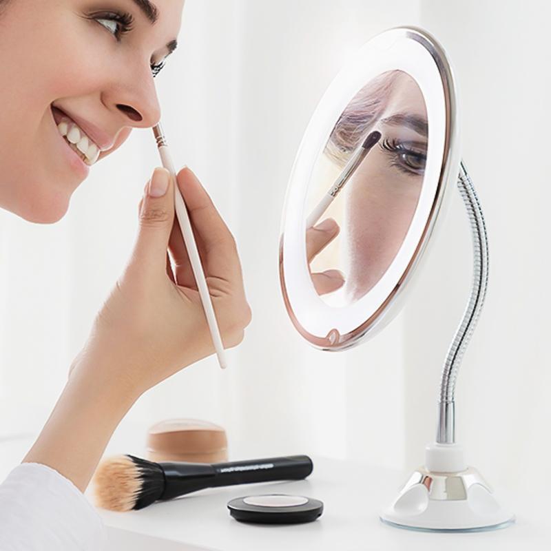 Espejo de Maquillaje con luz y Aumento X10 - Gothan Gold™